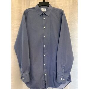 TM‎ Lewin London Slim Fit Fine Shirtmakers Mens Blue Dotted Cotton Dress Shirt